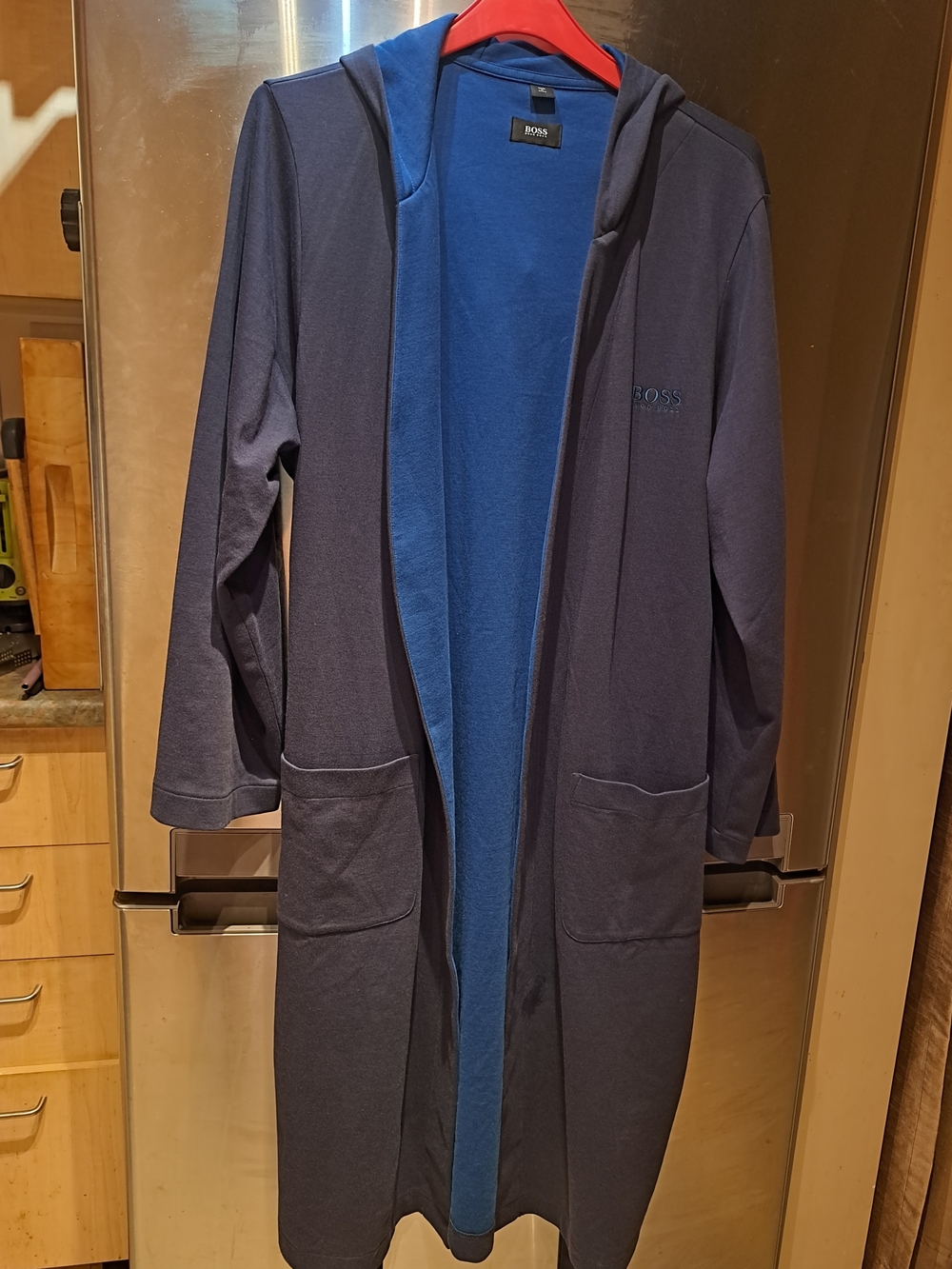 BOSS Men's Navy & Blue Hooded Long Jacket